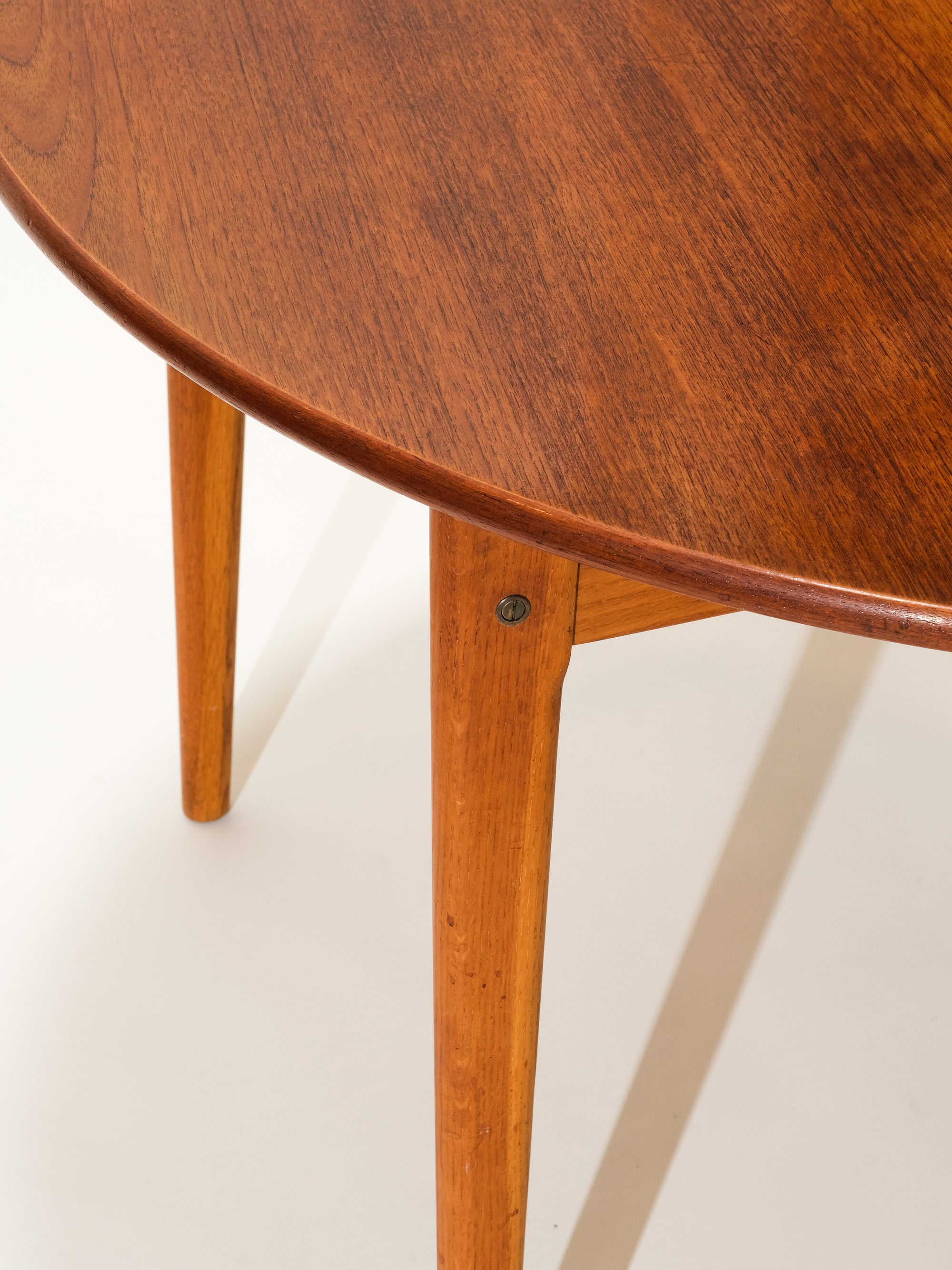 Round Teak &amp; Oak Extendable Dining Table, Sweden, 1960s