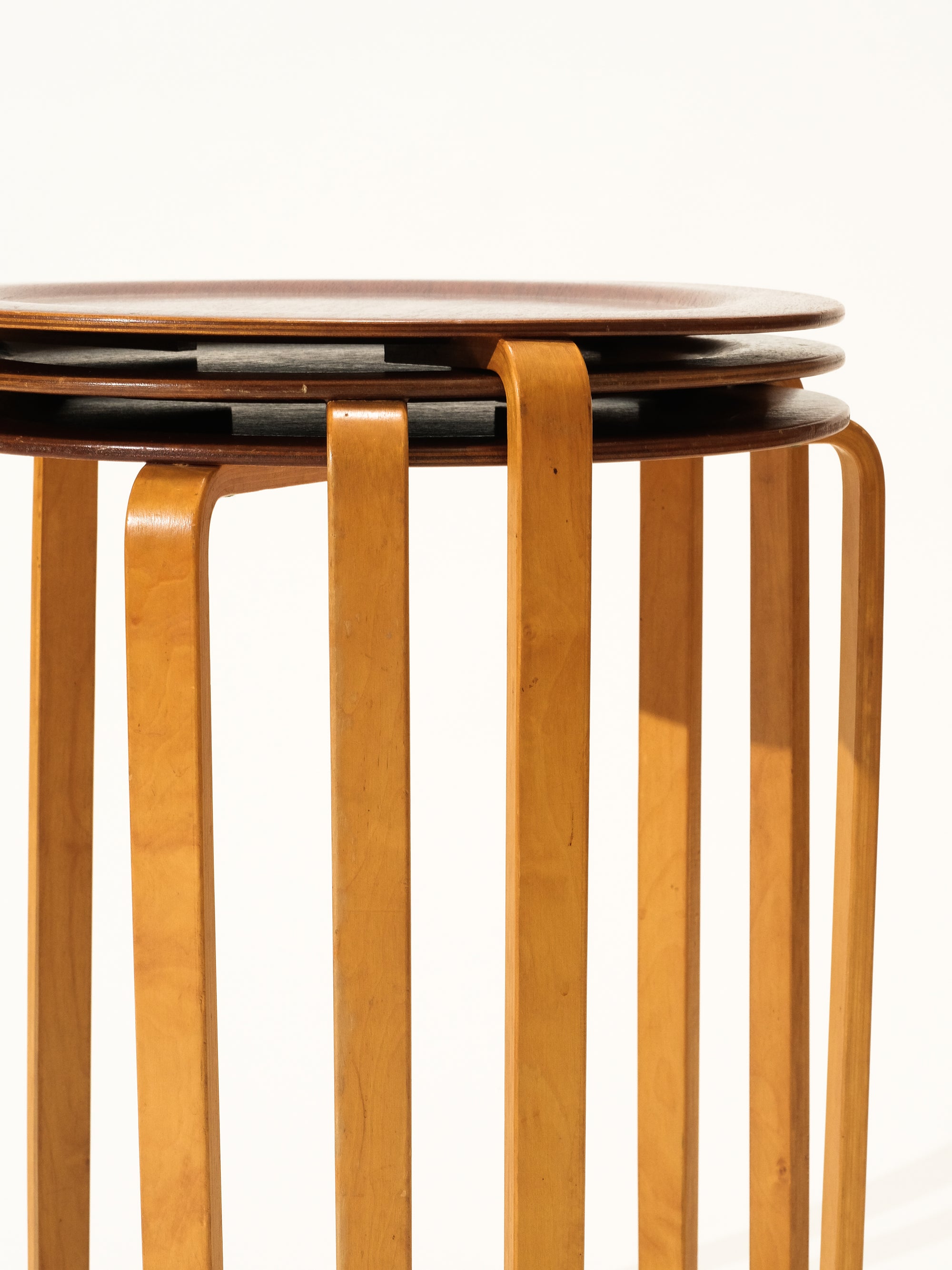 Teak &amp; Birch Stacking Side Tables by Bodafors, Sweden, 1950s