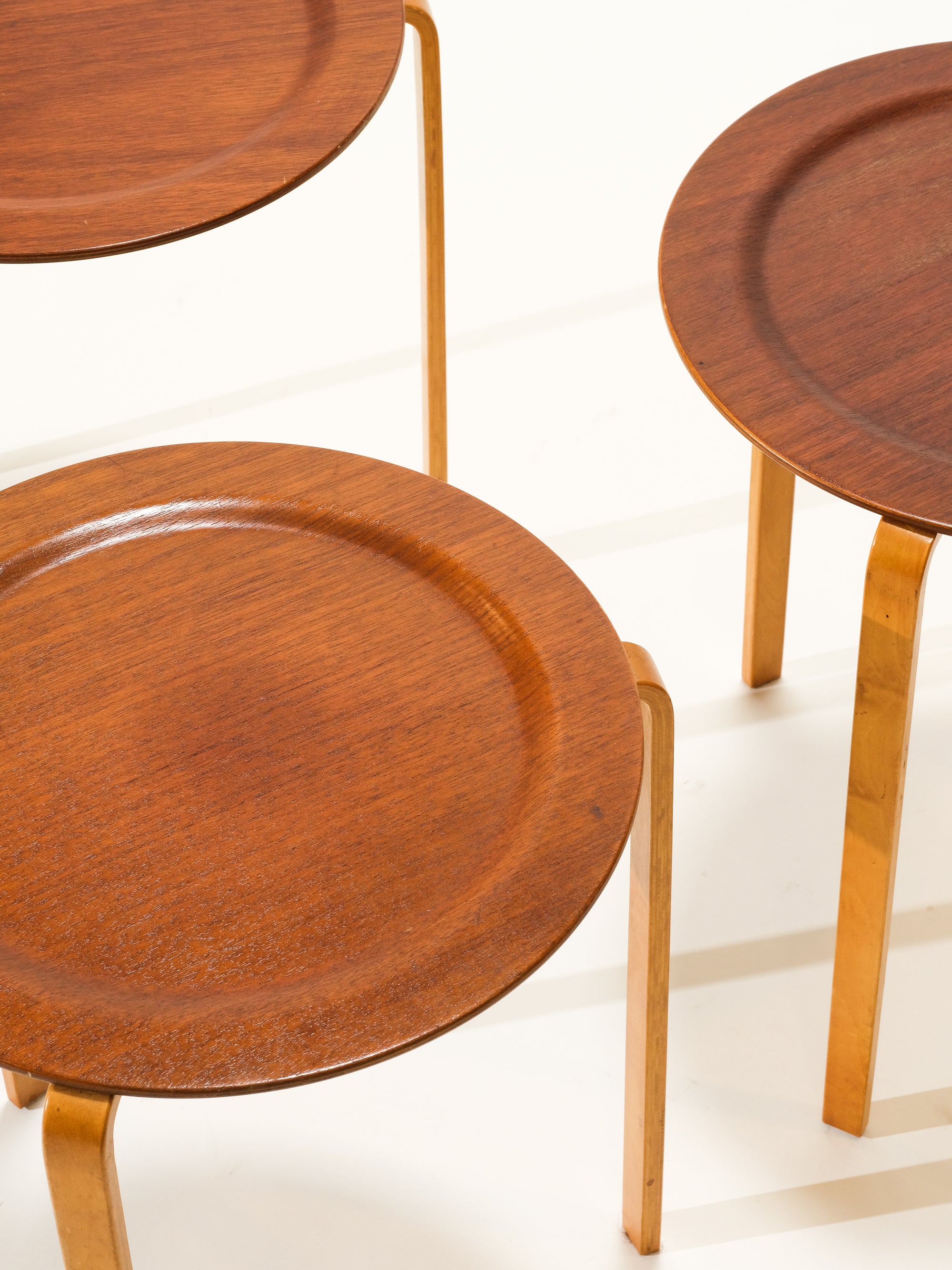 Teak &amp; Birch Stacking Side Tables by Bodafors, Sweden, 1950s