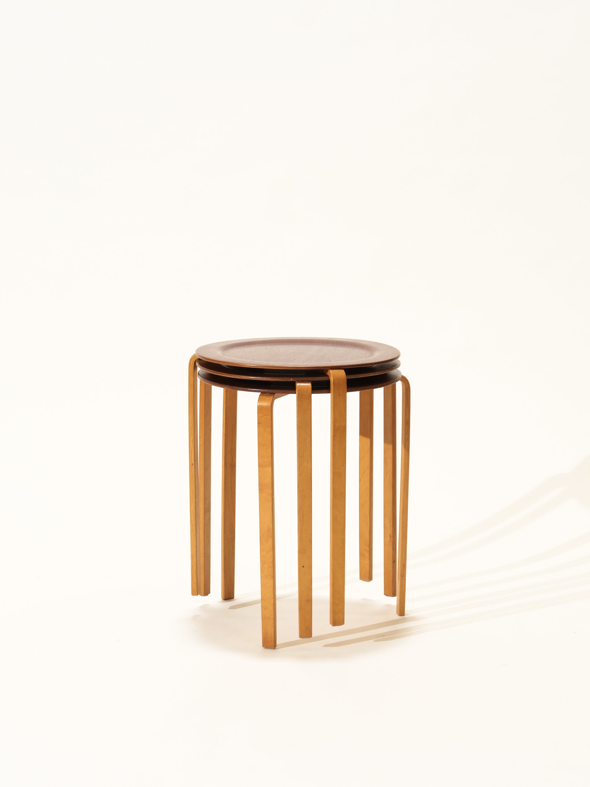 Teak &amp; Birch Stacking Side Tables by Bodafors, Sweden, 1950s