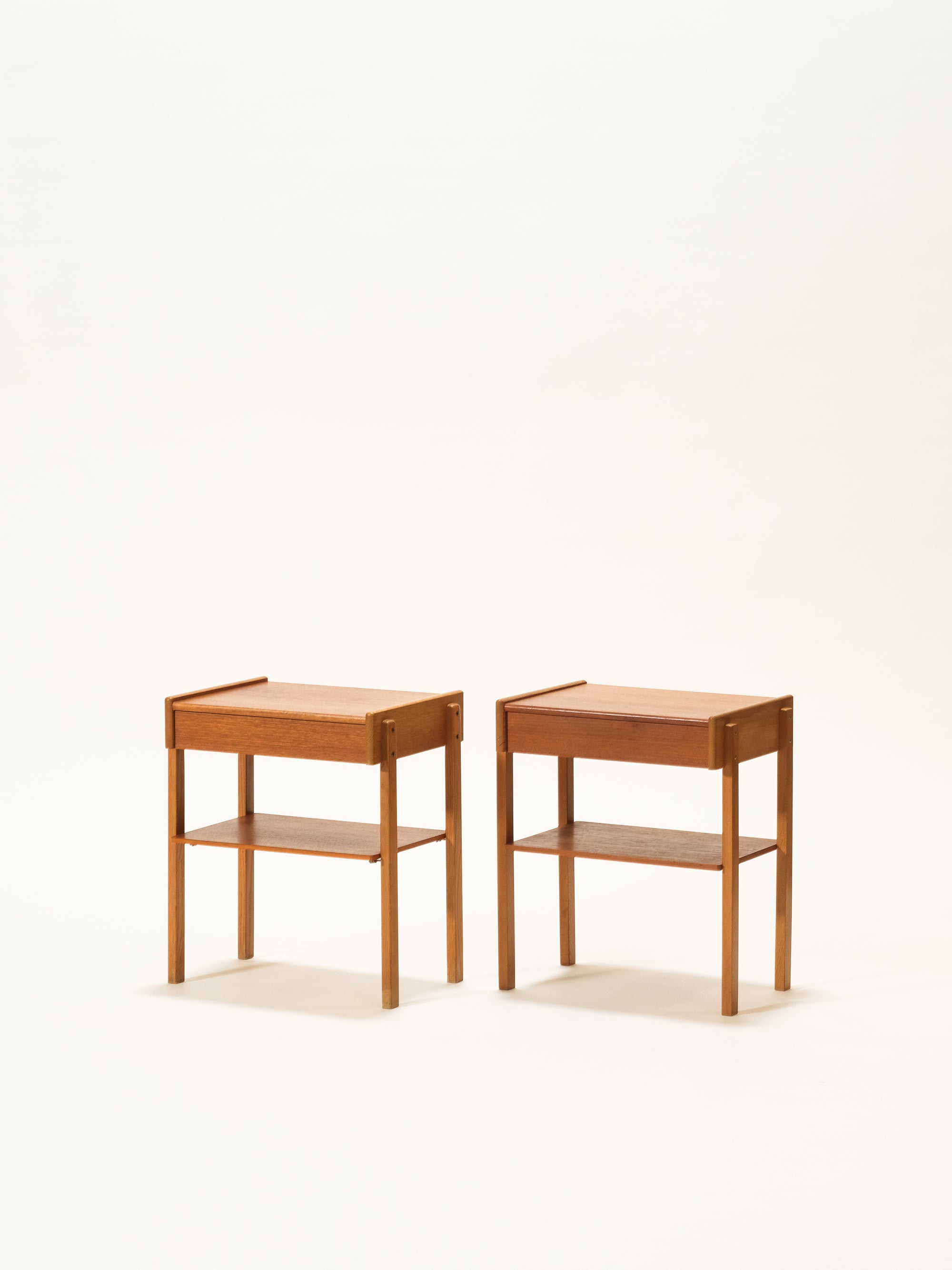 Swedish Mid-Century Teak &amp; Oak Bedside Tables, 1960s, Set of 2