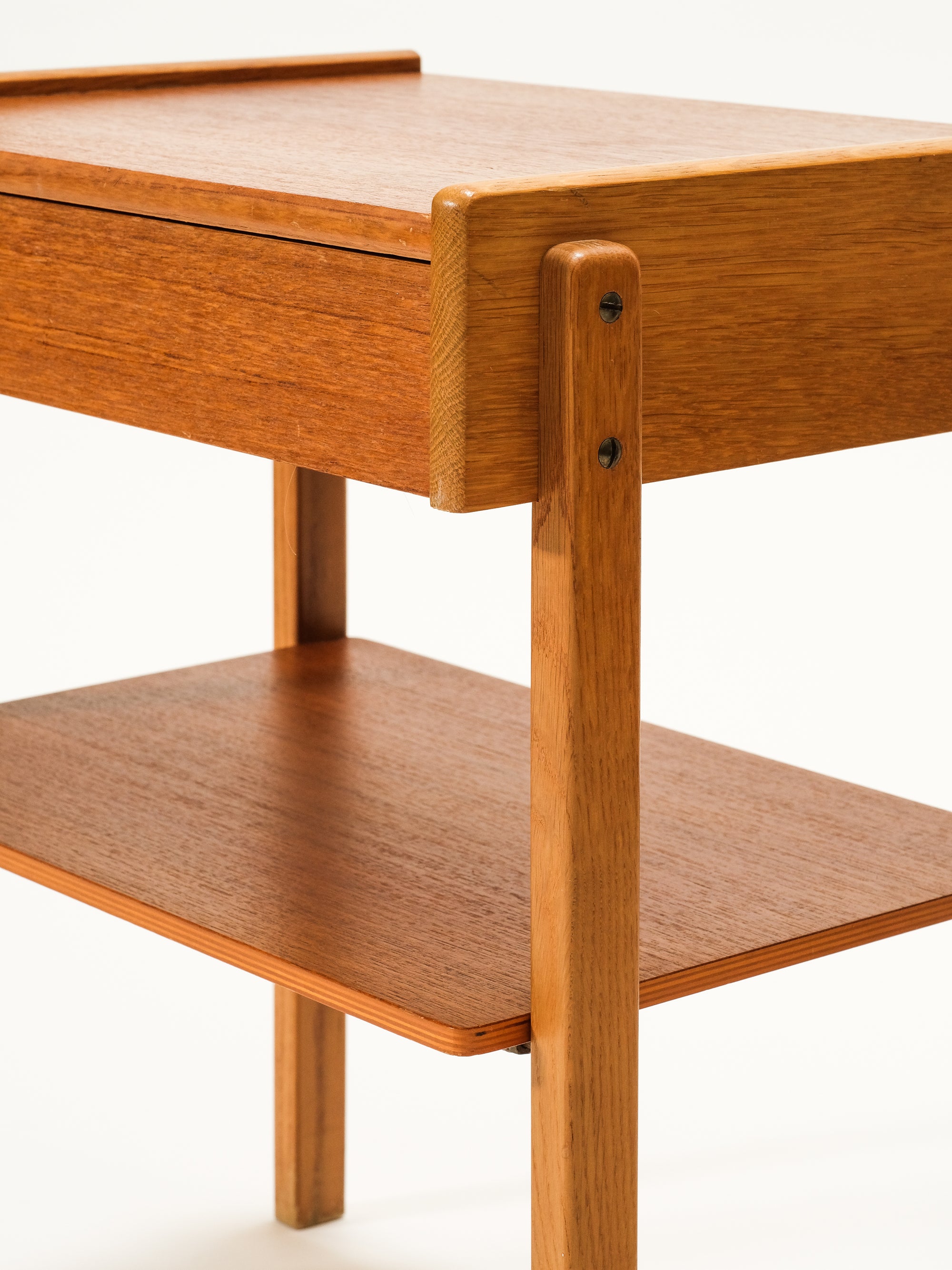 Swedish Mid-Century Teak &amp; Oak Bedside Tables, 1960s, Set of 2