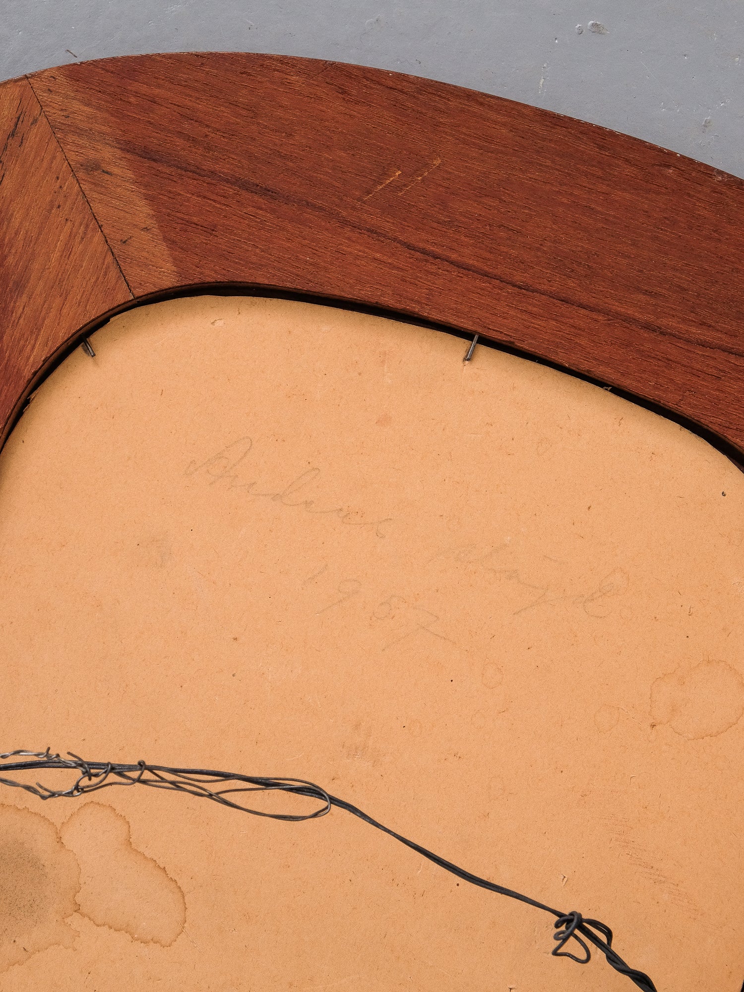 Oval Teak Wall Mirror, 1950s