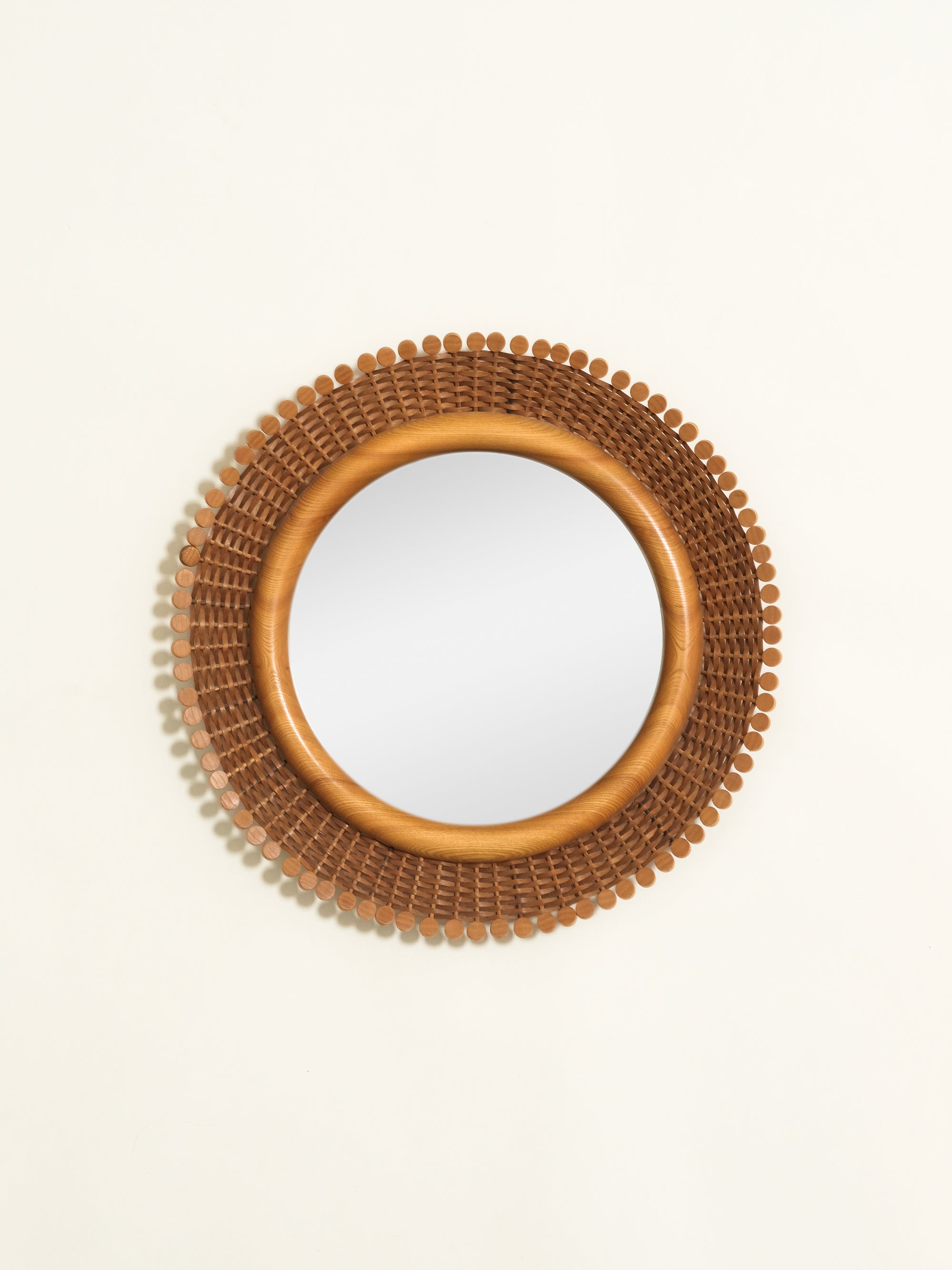 Vintage Round Rattan Mirror