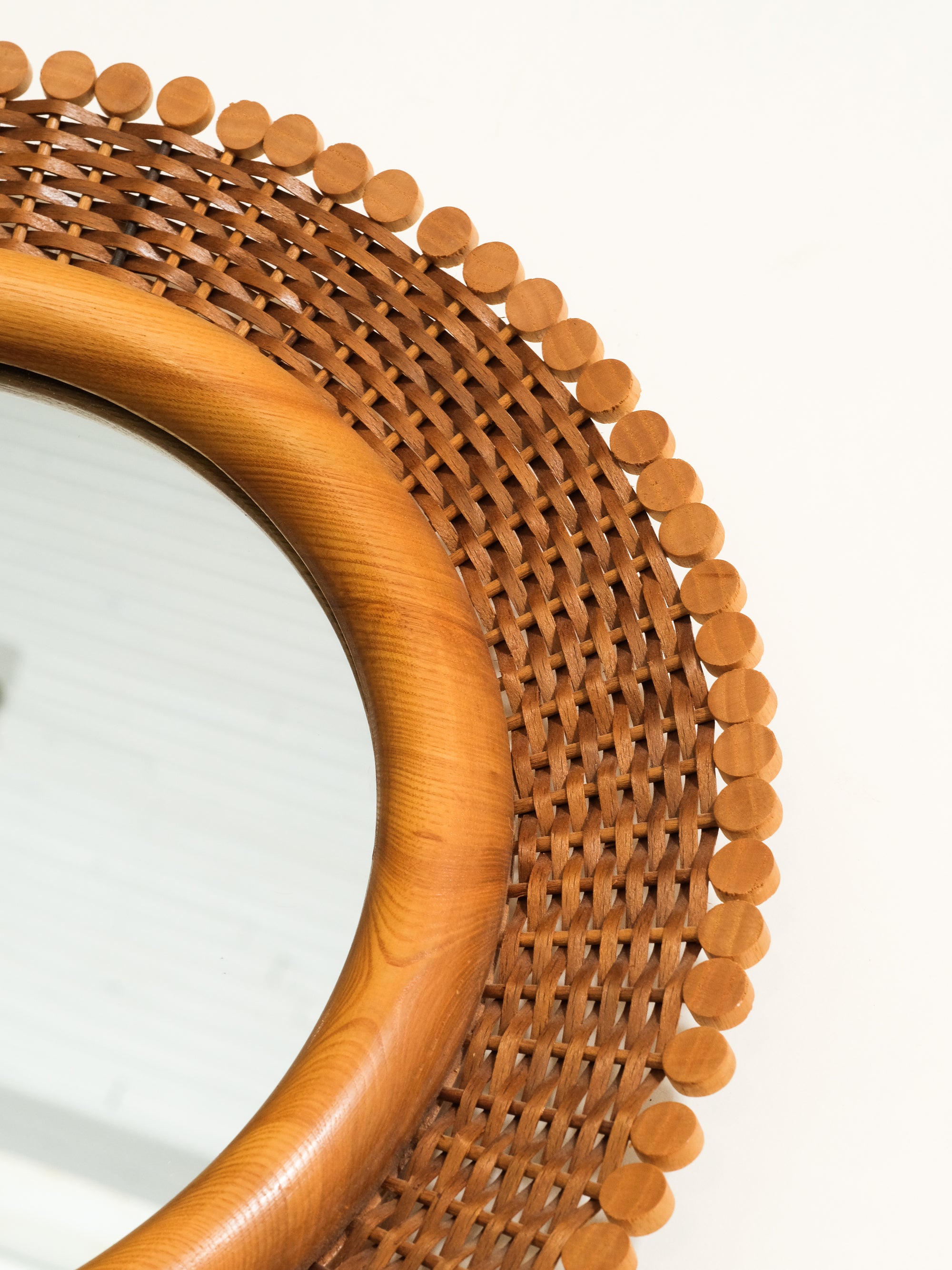 Vintage Round Rattan Mirror