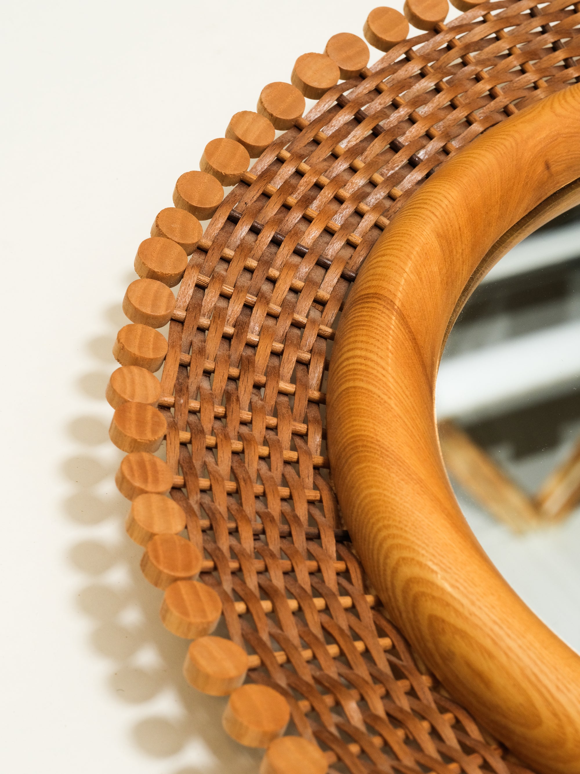 Vintage Round Rattan Mirror
