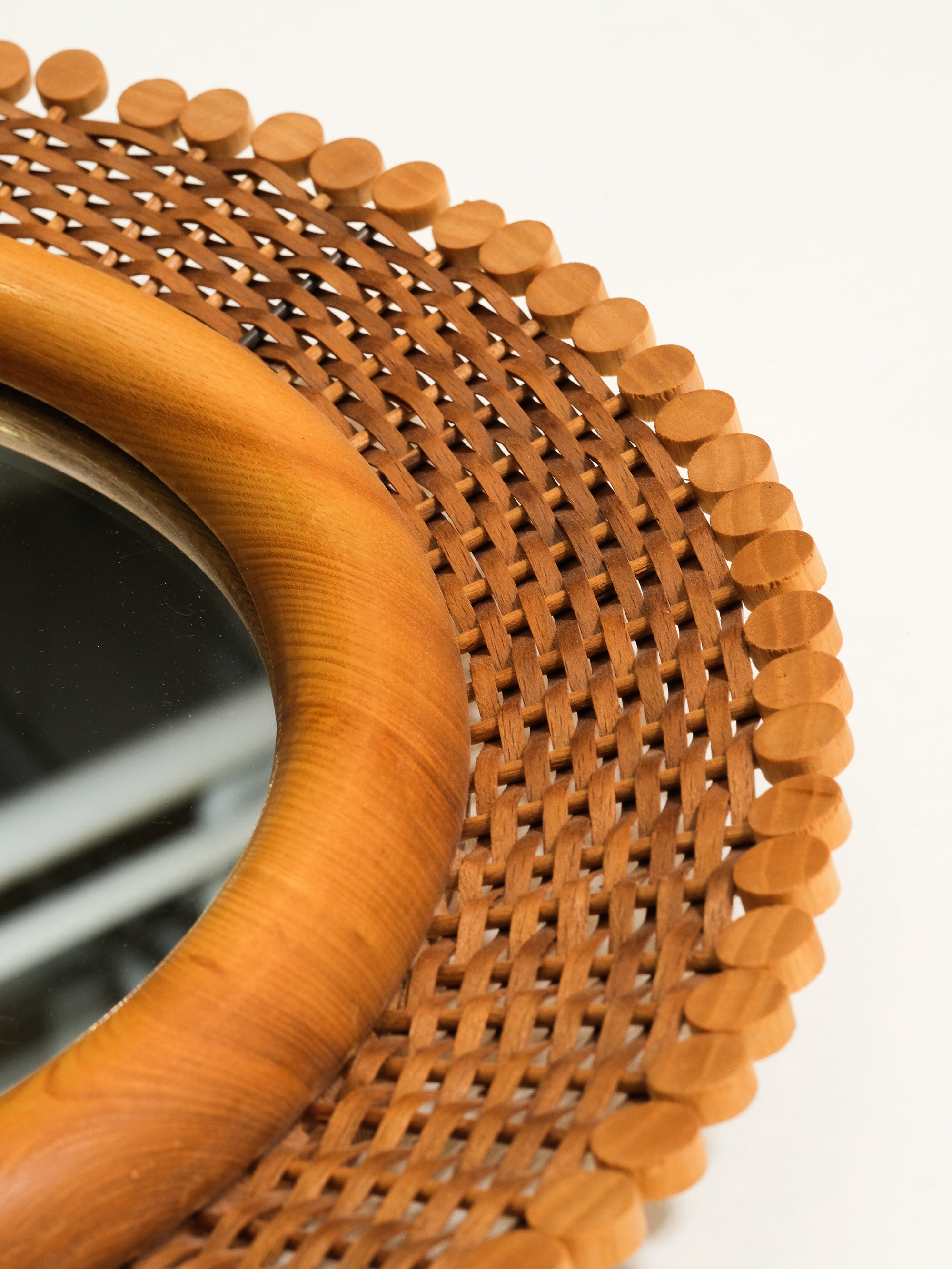 Vintage Round Rattan Mirror