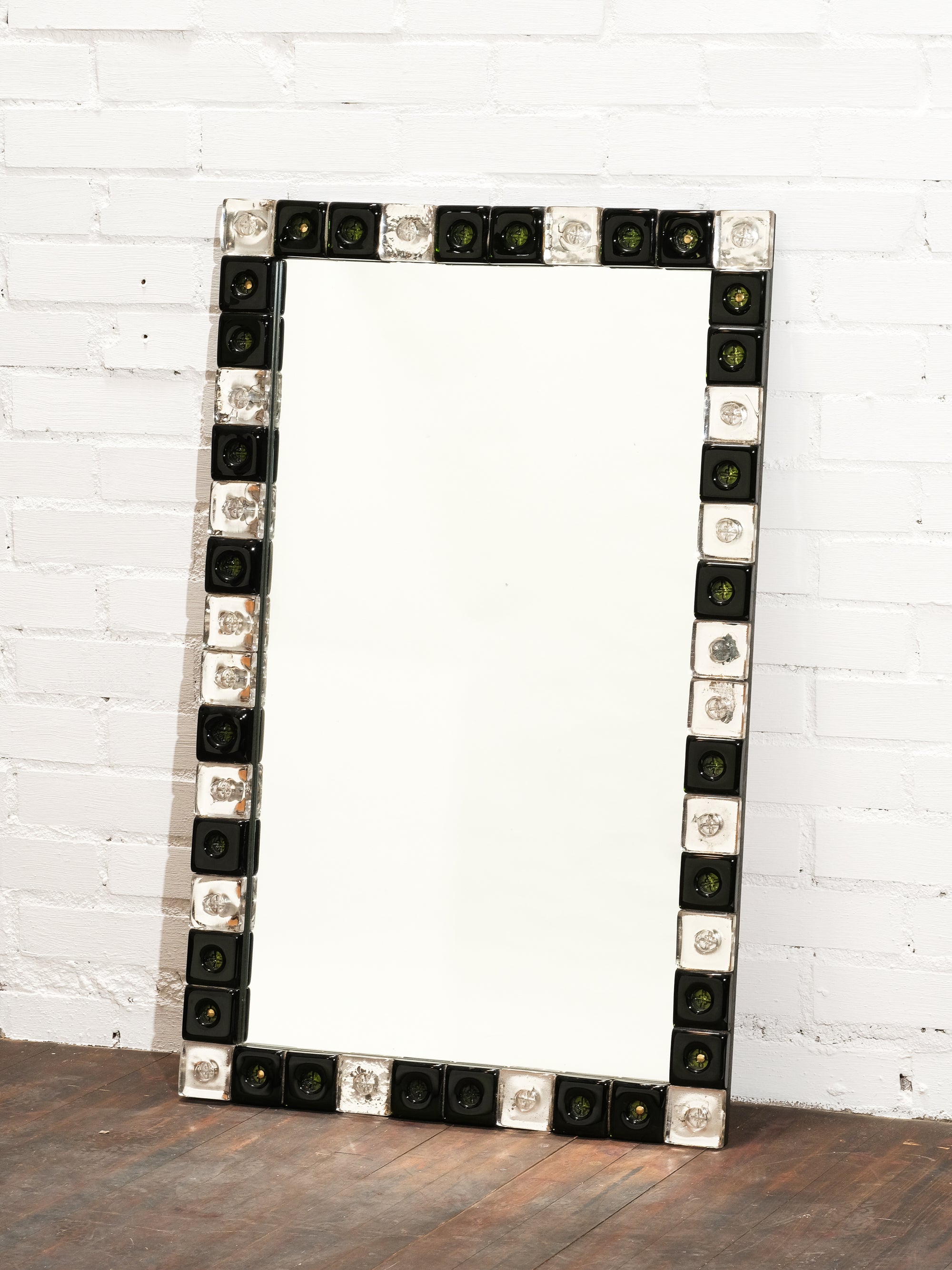 Mid-Century Wall Mirror with Glass Decorations, G&amp;T Hovmantorp, Sweden