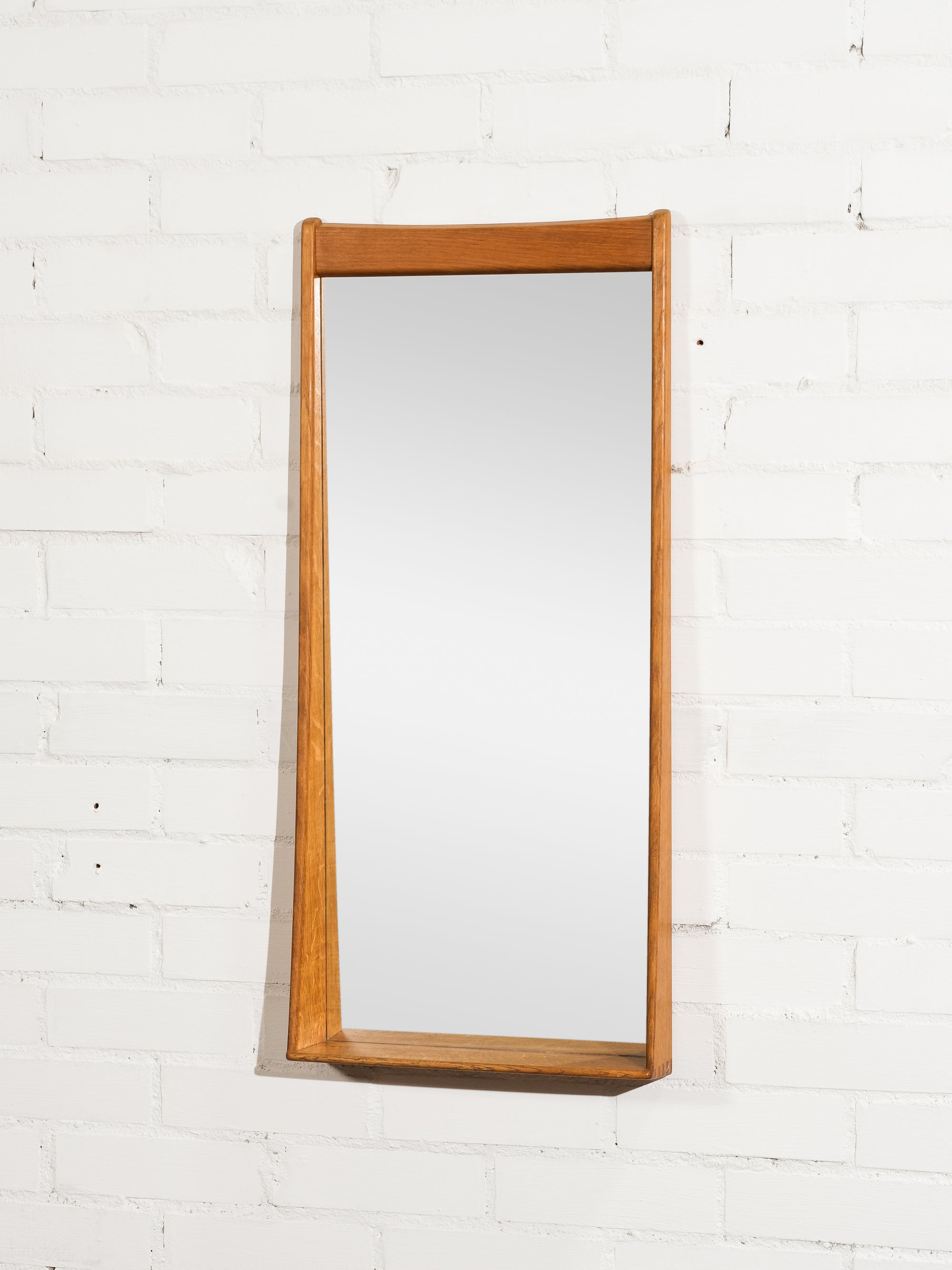 Oak Wall Mirror by Uno &amp; Östen Kristiansson for Luxus, Sweden, 1960s