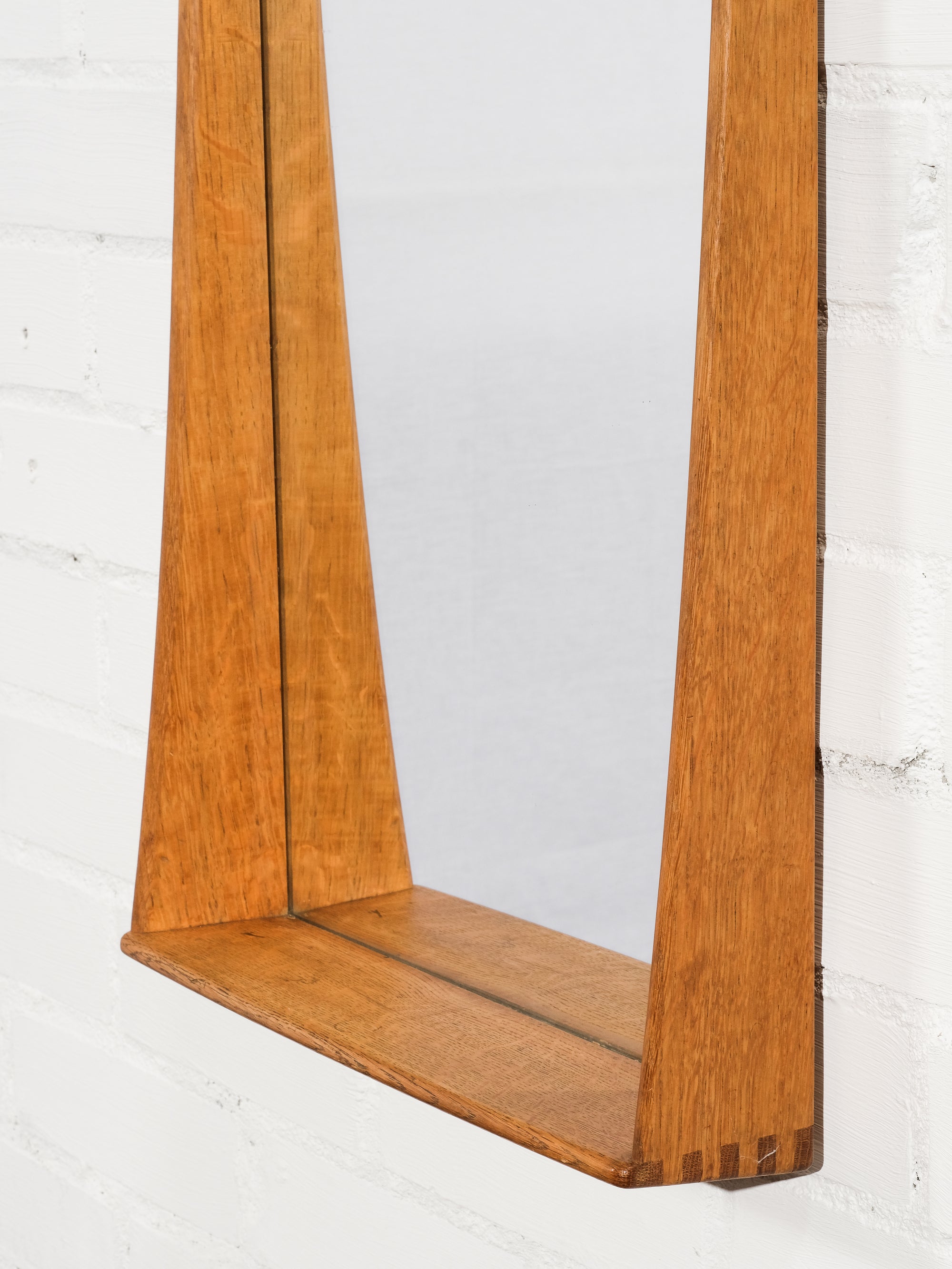 Oak Wall Mirror by Uno &amp; Östen Kristiansson for Luxus, Sweden, 1960s