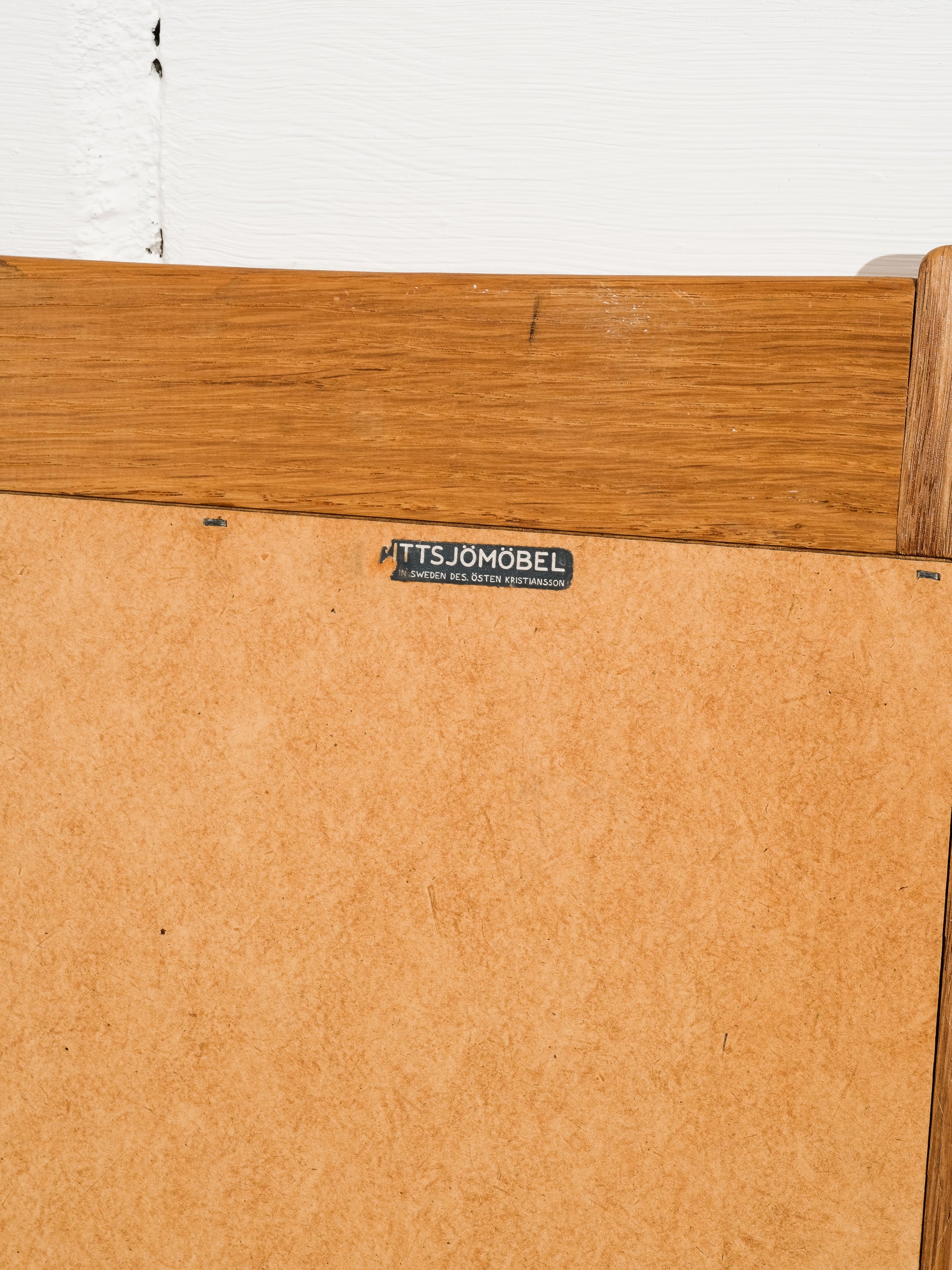 Oak Wall Mirror by Uno &amp; Östen Kristiansson for Luxus, Sweden, 1960s
