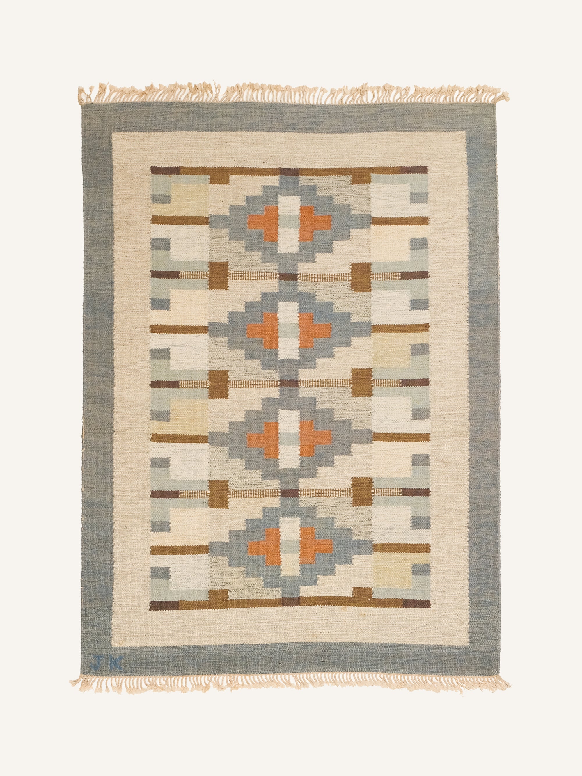 Vintage Swedish Flatweave Wool Rug by Karin Jönsson